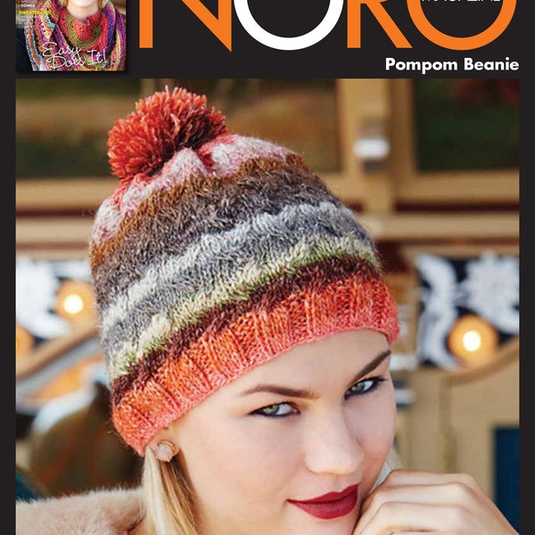 NORO Silk Garden Lite PomPom Beanie Includes 2 x 50g Balls of Noro Silk Garden Lite in choice of 6 colors and Free NORO Pattern