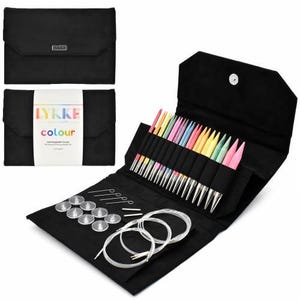 LYKKE Crafts Colour 5" Interchangeable Needles Set black vegan suede