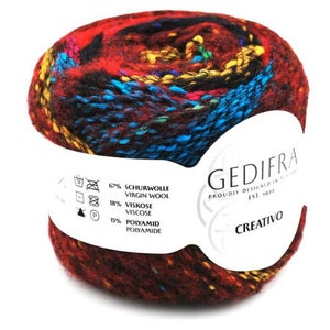 Gedifra Creativo Italian Virgin Wool Blend Creativo Knits Colorful Patchwork Effect From a Single Ball of Yarn For Creative Fashion Knitwear