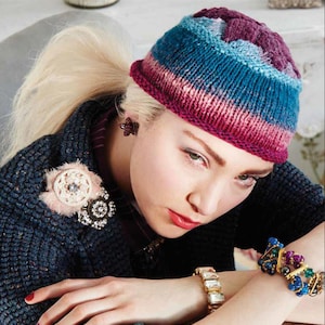 NORO Kureyon Strickpaket | Entrelac Watch Cap Strickpaket 100% Wolle Noro Kureyon Kit enthält 1 x 50 g Strang Noro Kureyon & kostenlose Noro-Muster