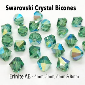 Erinite AB 5301/5328 - Green Rainbow Swarovski Crystal Bicone Beads 5mm 6mm 8mm Wholesale Crystal Beads for Jewelry Making, Bulk Beads