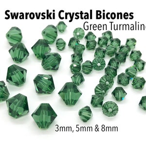 Green Turmaline 5301/5328 - Swarovski Crystal Bicone Beads for Jewelry Making 3mm, 5mm, 8mm Bulk Swarovski Crystal Beads, Wholesale Beads