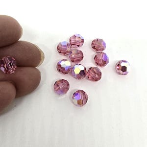 Rose AB 5000 Star Bright Crystal Round 8mm (2 or 12 Pcs) Dark Pink Crystal Beads,Pink Pastel Comparable to 5000 Swarovski Round,Dark Pink