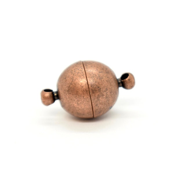 Antique Copper Plated Magnetic Clasps - 10mm, 12mm (5 pcs) Copper Metal Findings for Jewelry Making, Wholesale Jewelry Supplies, Bulk