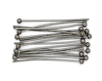 Gunmetal Plated Head Pins - 20 Pcs - 22 Gauge, 1", Simple Head Pins for Jewelry Making, Jewelry Supplies, Dark Gray Findings