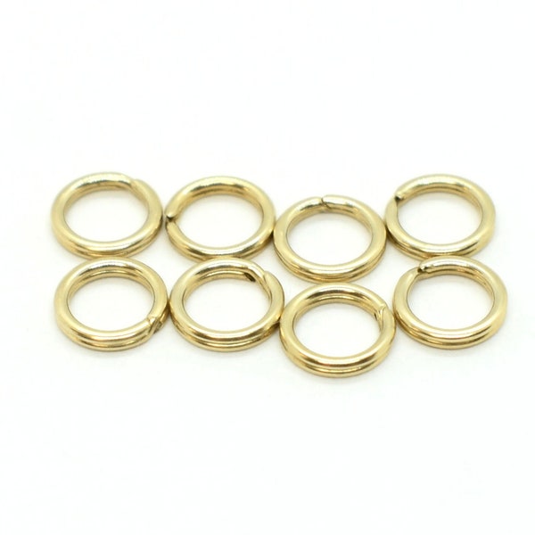 14k Gold Filled Split Rings - 6mm, 20 pcs - Open Jump Rings for Jewelry Making, Jewelry Supplies, Gold Findings to Make Jewelry with, Bulk