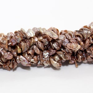 Brown Bronze Kishi/Cornflake Freshwater Pearl Beads 6mm, 15 inch ,Bronze (Color Enhanced) strand Potato Chip Pearls,Wavy Pearl