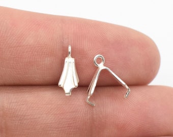 Sterling Silver Pinch Bails - 4x10mm, 1 pc, - Silver Findings, Prong Bails for Pendants & Jewelry Making, Pendant Bail Hangers
