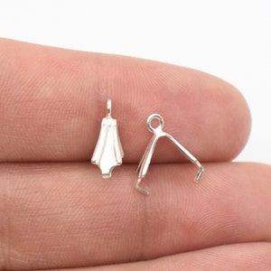 Sterling Silver Pinch Bails - 4x10mm, 1 pc, - Silver Findings, Prong Bails for Pendants & Jewelry Making, Pendant Bail Hangers