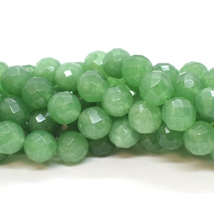 Green Aventurine (Natural) A Grade Faceted Round Gemstone Beads (4mm, 8mm) Green Gemstone Beads for Jewelry Making, Bulk Beads, Wholesale