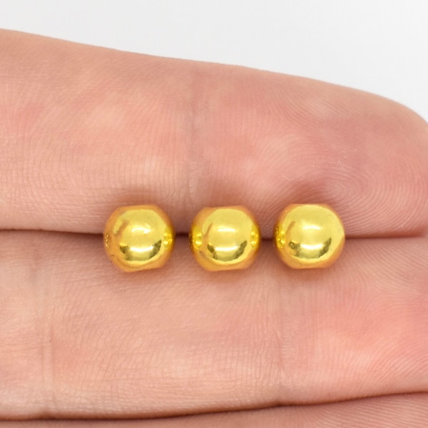 Gold Plated Round Beads for Jewelry Making 2mm, 3mm, 4mm, 6mm, 8mm Gold Alternative Beads, Gold Metal Accent Beads for Jewelry