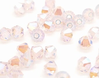 Light Rose AB2X Preciosa Czech Crystal Bicone Beads, 4mm 6mm Light Pink Bicone Beads for Jewelry Making, Wholesale Beads for Jewelry Making
