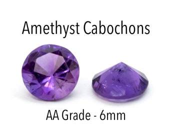 Amethyst Cabochon - AA Grade, Faceted Round - 6mm, Pointed Back, for jewelry making, February Birthstone Gems, 1 Piece