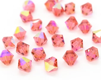 Padparadscha AB 5301/5328 - Cuentas bicónicas de cristal Swarovski rosa coral naranja de 5 mm y 8 mm para la fabricación de joyas.