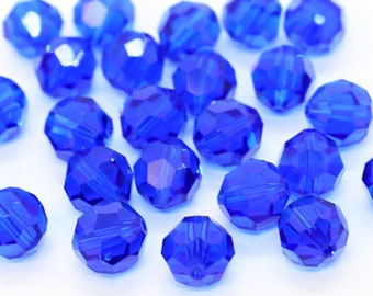 Perles rondes bleu royal en cristal Swarovski bleu capri, 4 mm 5 mm 10 mm, 5000 cristaux Swarovski, perles bleu royal pour la fabrication de bijoux, perles rondes