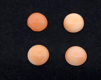 Cabochon rotondo di corallo (naturale) da 6 mm - Cabochon di corallo di grado A con retro piatto per la creazione di gioielli, cabochon rosa e arancioni, 1 pezzo
