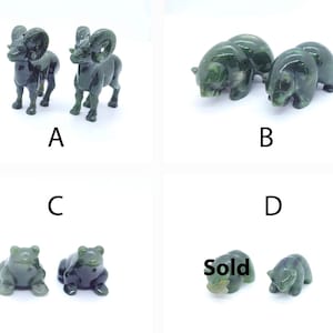 Nephrite Jade ( Natural) Animal Figurines, Rams, Frogs,  Small Bear