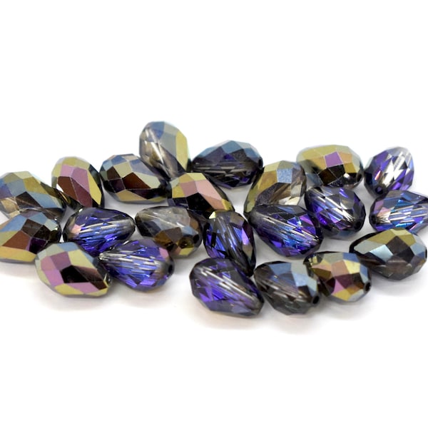 Crystal Heliotrope 5500 - Purple & Gold Swarovski Crystal Teardrop Beads for Jewelry Making - 10mm, 12mm, 13mm, Unusual Swarovski TD Shape