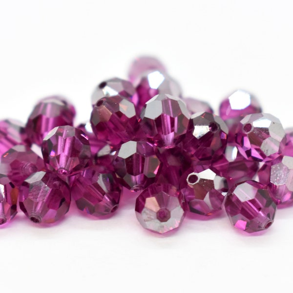 Fuchsia Satin 5000 Pink Swarovski Crystal Satin Round Beads for Bracelets, 4mm 6mm 8mm, Dark Pink Round Beads, Swarovski Crystal, Wholesale