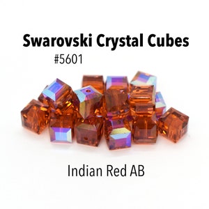 Indian Red AB (5601) Swarovski Crystal Cube Beads for Jewelry Making - 6mm Bulk Crystal Beads & Jewelry Supplies, Wholesale Swarovski Beads