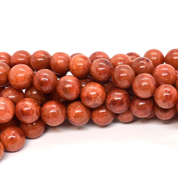 Apple/Sponge Coral (Dyed, Coated) Round Beads - 6mm, 8mm, 10mm, 16mm or 18mm, Full or Half Strands, Red Coral Beads for Jewelry Making