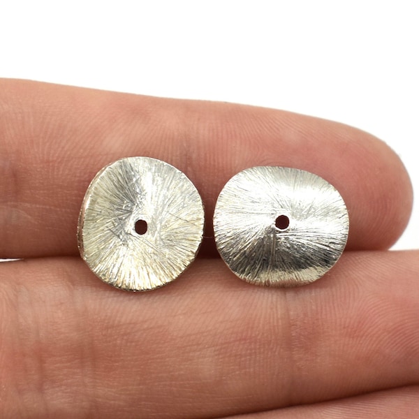 Sterling Silver Brushed Wavy Dime Spacers 8mm(0.925)Solid Sterling Silver Spacer Beads for Jewelry Making,Thin Silver Spacer beads Wholesale