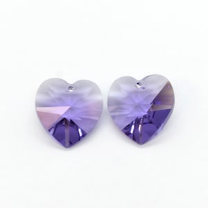 Tanzanite Swarovski Crystal Faceted Heart Pendant 6202 (14.4x14mm)1 Pc. Purple Crystal Heart Beads for Jewelry Making