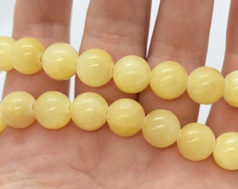 Yellow Calcite/ Pineapple Calcite (Natural/Coated) Round, A Grade Gemstone Beads - 4mm 6mm 8mm 10mm  (8" or 16" Strand) For Jewelry Making