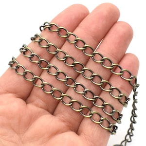 Antique Brass Plated Large Curb Chain -5.5x7.5mm, Sold by the Foot - Brass Chain for Jewelry Making, Bulk Jewelry Chain, Oval Curb Chain