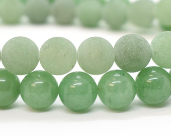 Green Aventurine Frosted( Matte ) or Polished (Natural) A Grade Round Gemstone Beads 4mm, 6mm, 8mm, 10mm 8 and 16" Strand Jewelry Making