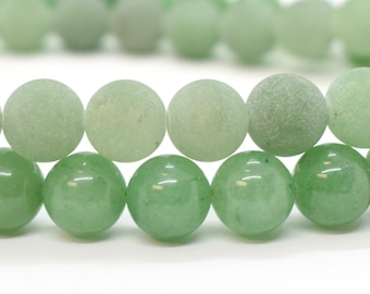 Green Aventurine Frosted( Matte ) or Polished (Natural) A Grade -Round Gemstone Beads 6mm, 8mm, 10mm 16" Strand Bulk Beads & Jewelry Making