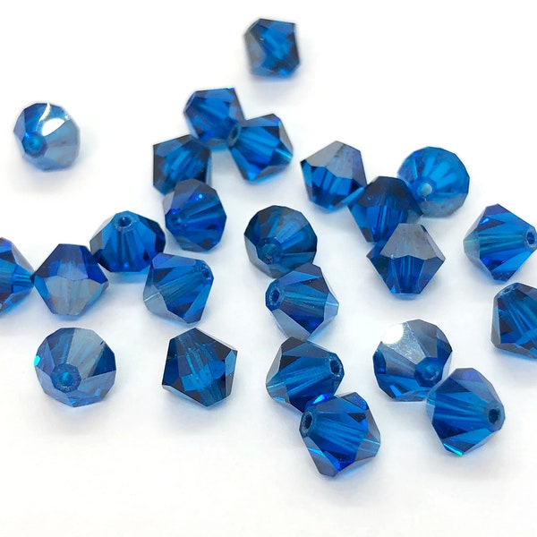 Capri Blue Satin 5301 5328 Blue Swarovski Crystal Bicone Beads 5mm 6mm Vintage Blue Color Crystal Beads, Wholesale Beads