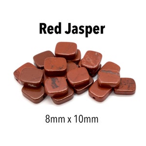 Red Jasper (Natural) A Grade Gemstone Flat Rectangle Beads for Jewelry Making 8x10mm Red Gemstone Beads, Bulk Beads & Jewelry Supplies