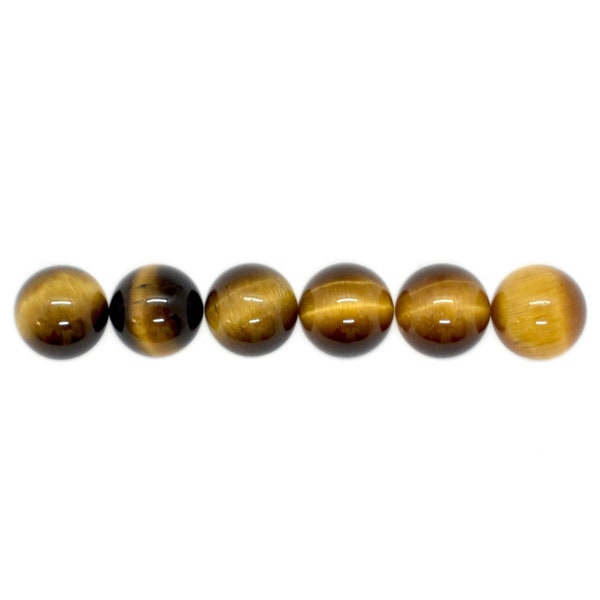 Tiger's Eye (Natural) Round Flat Back Gemstone Cabochon - 5mm, 6mm - Brown & Gold Cabochons for Jewelry Making, Wholesale Jewelry Supplies