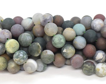 Matte Fancy Jasper (Natural) Round Gemstone Beads - 12mm (15" Strand) Frosted Gemstone Beads to Make Jewelry With, B Grade Gemstones BB