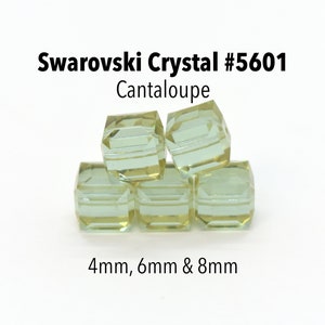 Cantaloupe 5601, Gray,Green,Peach Swarovski Crystal Cube Beads 4mm, 6mm, 8mm Color Changing Crystal, Unusual Crystal Color, Jewelry Supplies