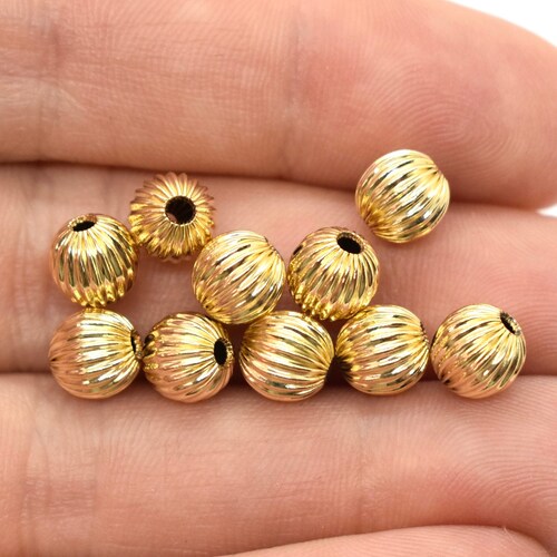 Gold Filled 14K Corrugated Round Beads for Jewelry Making 4mm Etsy