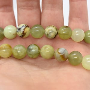 Flower Jade Round Gemstone Beads (6mm, 8mm) 8&quot; or 16&quot; Strands - Green / Brown Gemstone Beads for Jewelry Making, Wholesale,Light Green/Brown