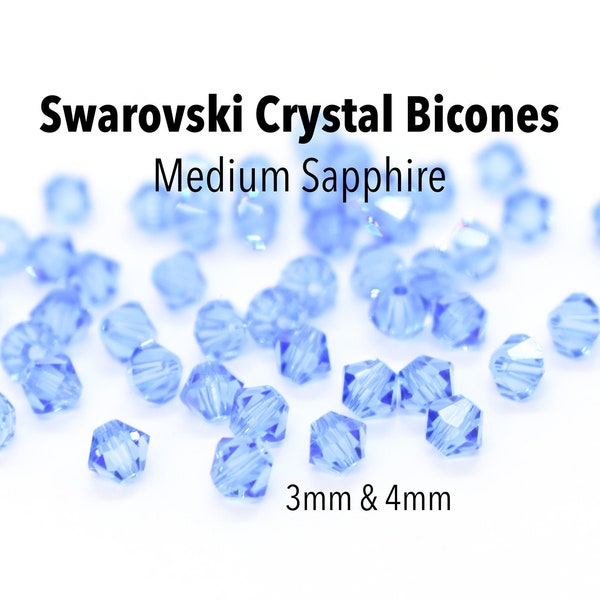 Medium Sapphire 5301/5328 - Blue Swarovski Crystal Bicone Beads for Birthstone Jewelry 3mm, Wholesale Beads to Make Jewelry