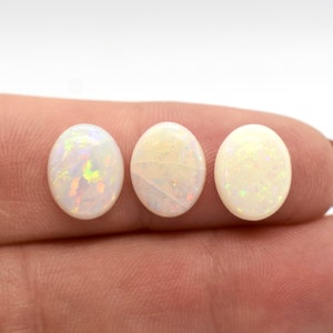 Australian Opal Oval Cabochons - White Rainbow Flat Back Cabochons for Jewelry Making, Wholesale Jewelry Supplies,3x5mm,4x6mm,6x8mm, 1 piece