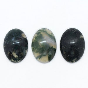 Moss Agate(Natural)A Grade Cabochon 13mm x 18mm,18mm x 25mm Mossy Green Gemstone Cabochons for Jewelry Making,Flat Back Oval Cabochons 1 pc