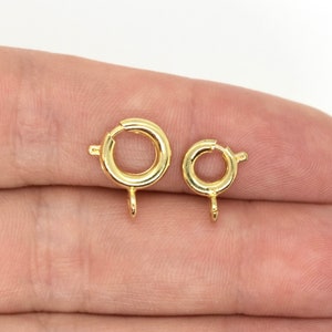 Gold Plated Over Brass Spring Ring Clasps 10 Pieces 7mm & 9mm, Gold Clasps for Jewelry Making, Wholesale Clasp Findings For necklaces