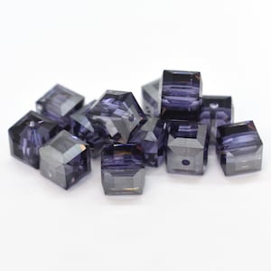 Tanzanite Satin 5601 Swarovski Crystal Cube Beads for Birthstone Jewelry 6mm December Birthstone, Purple Crystal Beads for Jewelry Making