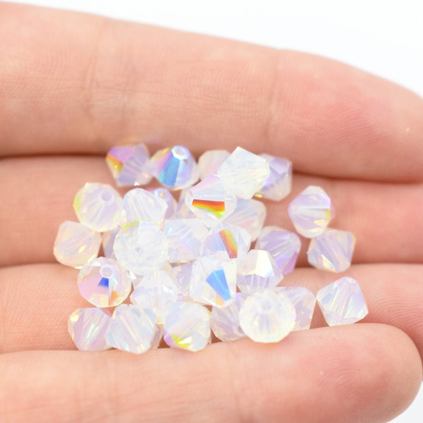 White Opal AB 5301/5328 White Rainbow Swarovski Crystal Bicone Beads 3mm Wholesale Crystal Beads to Make Jewelry, Authentic, Opalescent