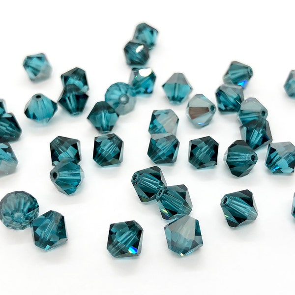 Indicolite Satin 5301/ 5328 -Teal Blue Swarovski Crystals Bicone Beads for Jewelry Making 6mm Wholesale Crystal Beads & Jewelry Supplies