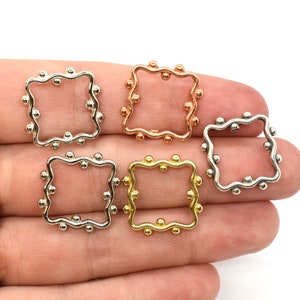 Copper Plated, Gold Plated & Silver Plated Dotted Square Bead Frames, 1 Piece - JBB Findings,Metal Findings for Jewelry Making