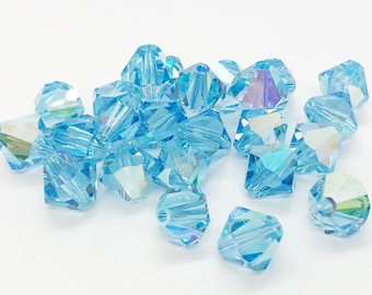 Aquamarine AB Swarovski Kristallperlen 5301/5328, 3 mm 5 mm Blauer Regenbogen 3 mm 5 mm Aqua Blue Crystal Beads, authentische Swarovski