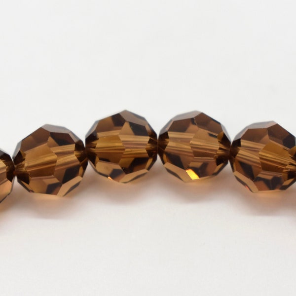 Smoked Topaz 5000 Brown Swarovski Crystal Round Beads, 4mm 5mm 6mm Dark Brown Beads for Jewelry,Round Swarovski Crystal,Wholesale Beads