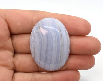Natural BLUE LACE AGATE 25x18mm Oval CABOCHON ~ ~ Flat Bottom B- Grade