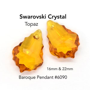 Topaz 6090 - Orange Swarovski Crystal Pendants for Necklaces - Baroque Pendant (16mm) Faceted Crystal Pendant Beads to Make Jewelry